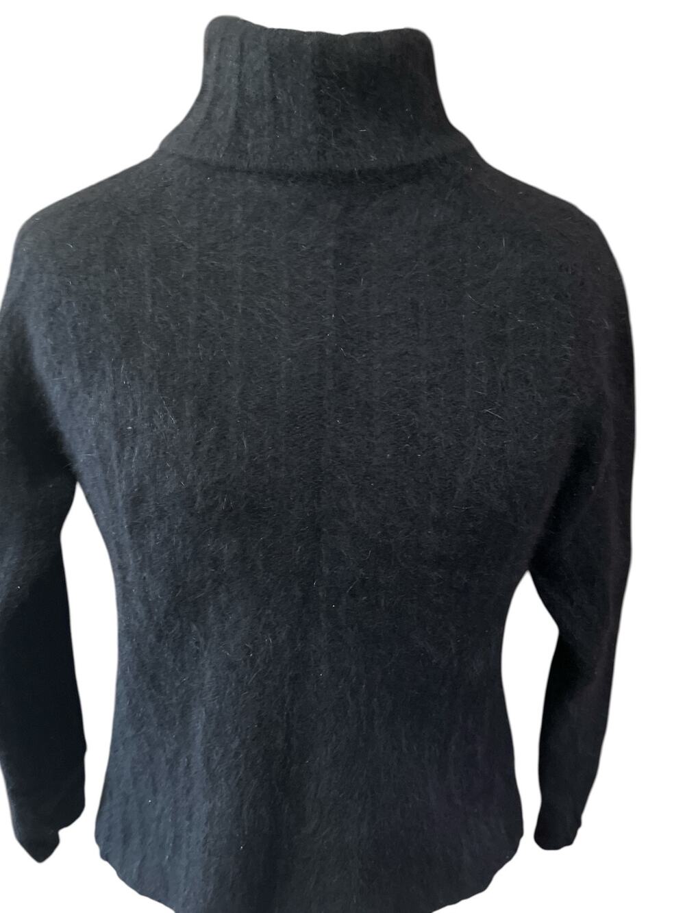 Rafaella sweater-Women M/Petite-Black Turtleneck-Angora Rabbit Hair/Wool Bl-1116